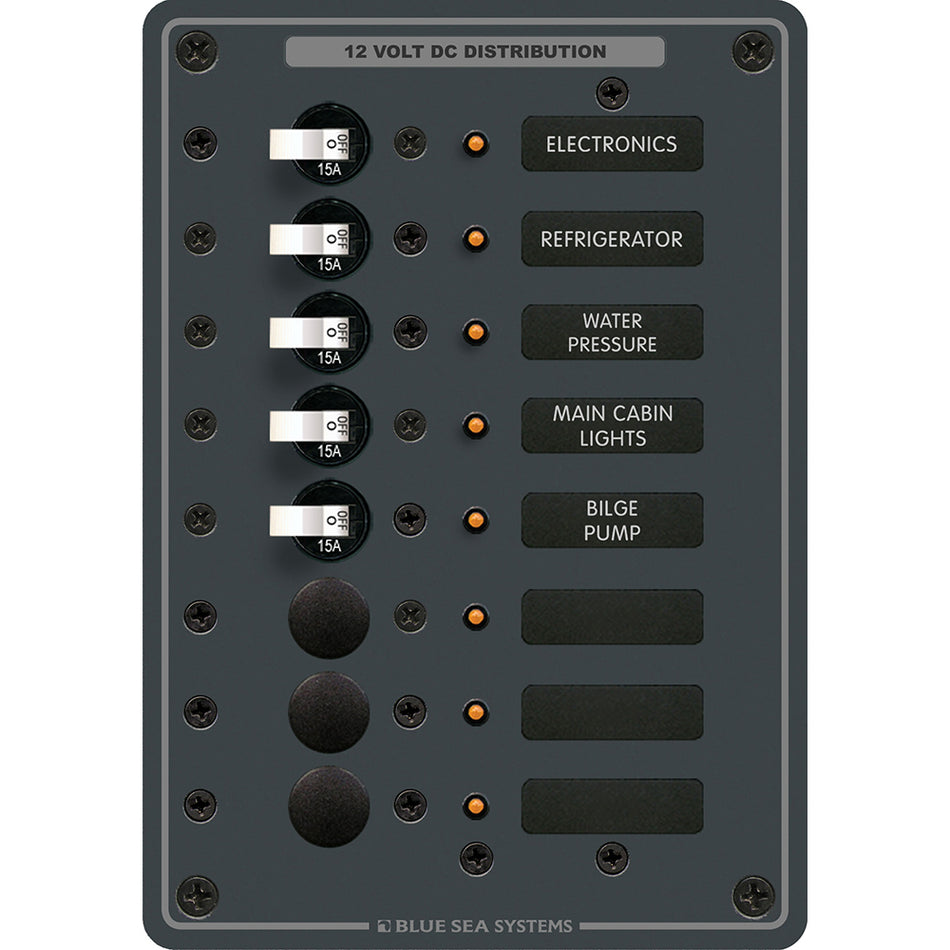 Blue Sea 8023 DC 8 Position Circuit Breaker - White Switches [8023]