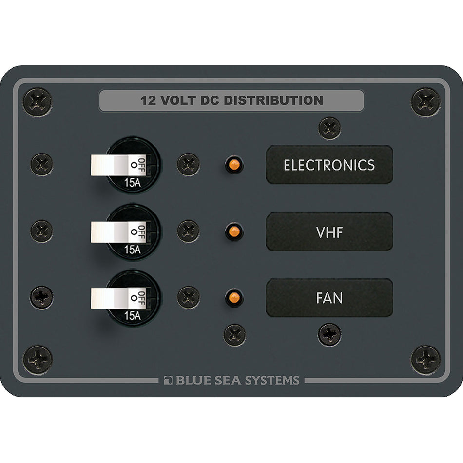 Blue Sea 8025 DC 3 Position Breaker Panel - White Switches [8025]