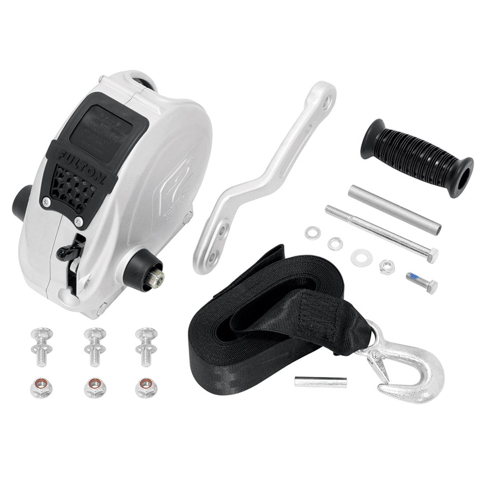 Fulton F2 Trailer Winch 1,600 lbs. - Single Speed w/Strap, Sharkskin Finish [FW16000101]