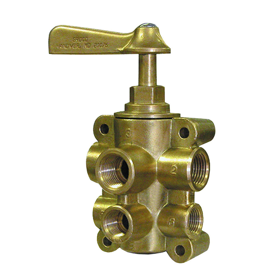 GROCO 6-Port NPT Bronze Fuel Valve 1/2" Main - 3/8" Return [FV-65038]