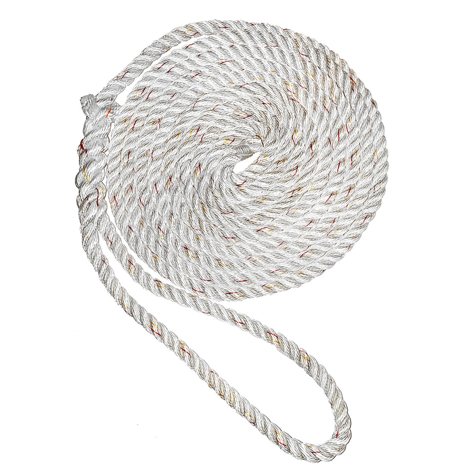 New England Ropes 1/2" Premium 3-Strand Dock Line - White w/Tracer - 15 [C6050-16-00015]